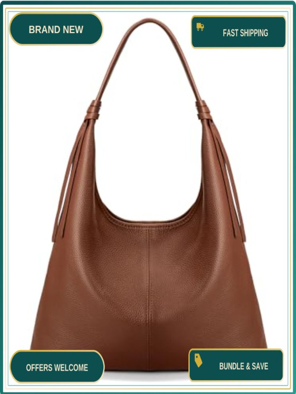 Genuine Leather Slouchy Hobo Bag for Women Casual Lightweight Purse